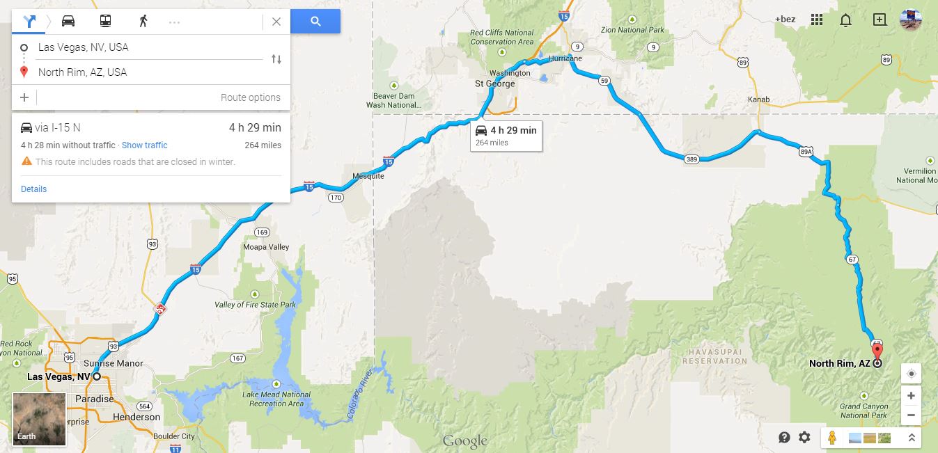 Directions from Las Vegas to Grand Canyon