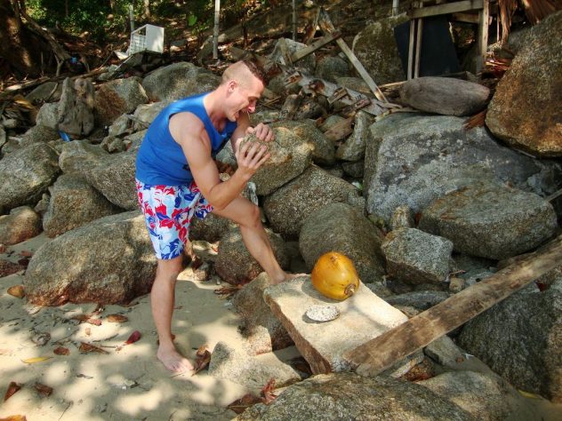 opening the coconut