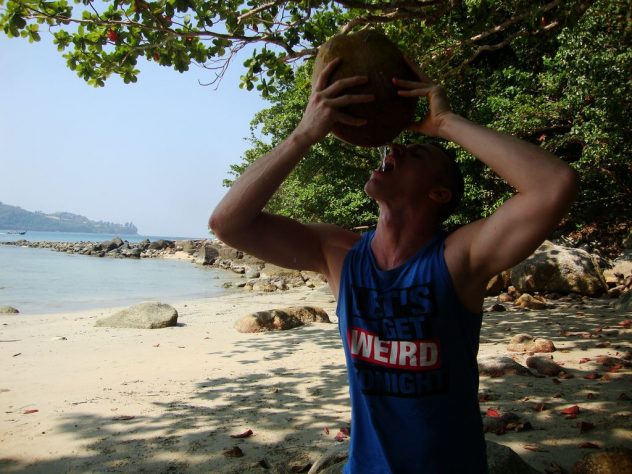 drinking the coconut